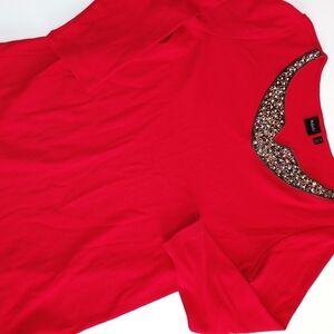 NWOT Rafaella Embellished Red Blouse L